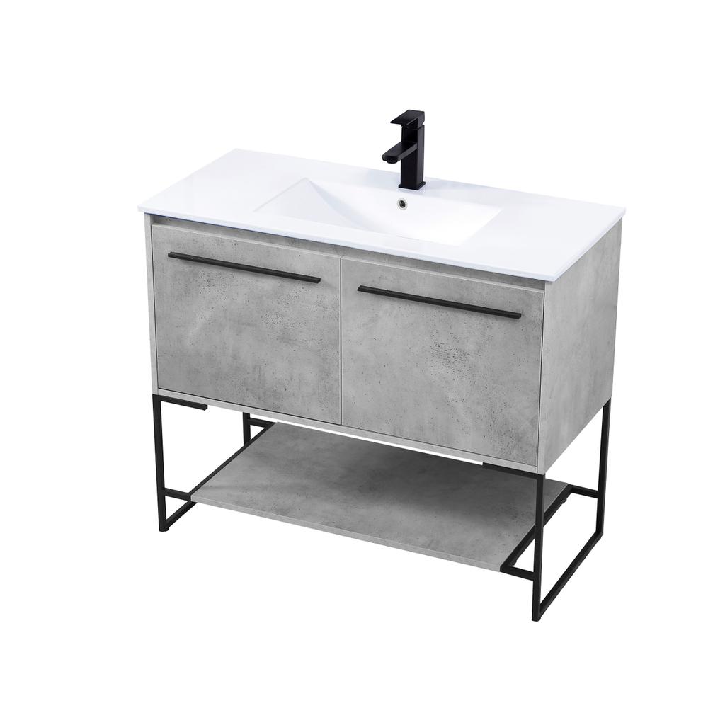 40 Inch  Single Bathroom Vanity In Concrete Grey. Picture 8