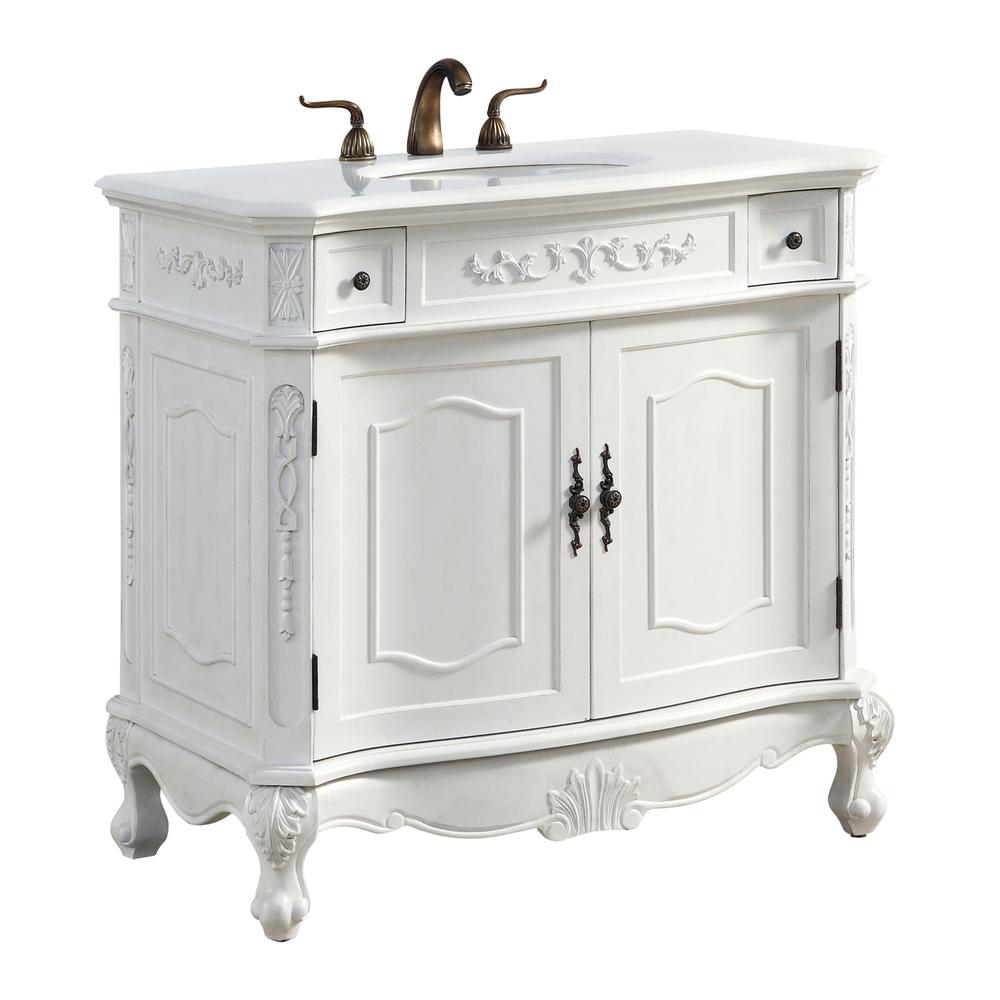 36 Inch Single Bathroom Vanity In Antique White. Picture 14