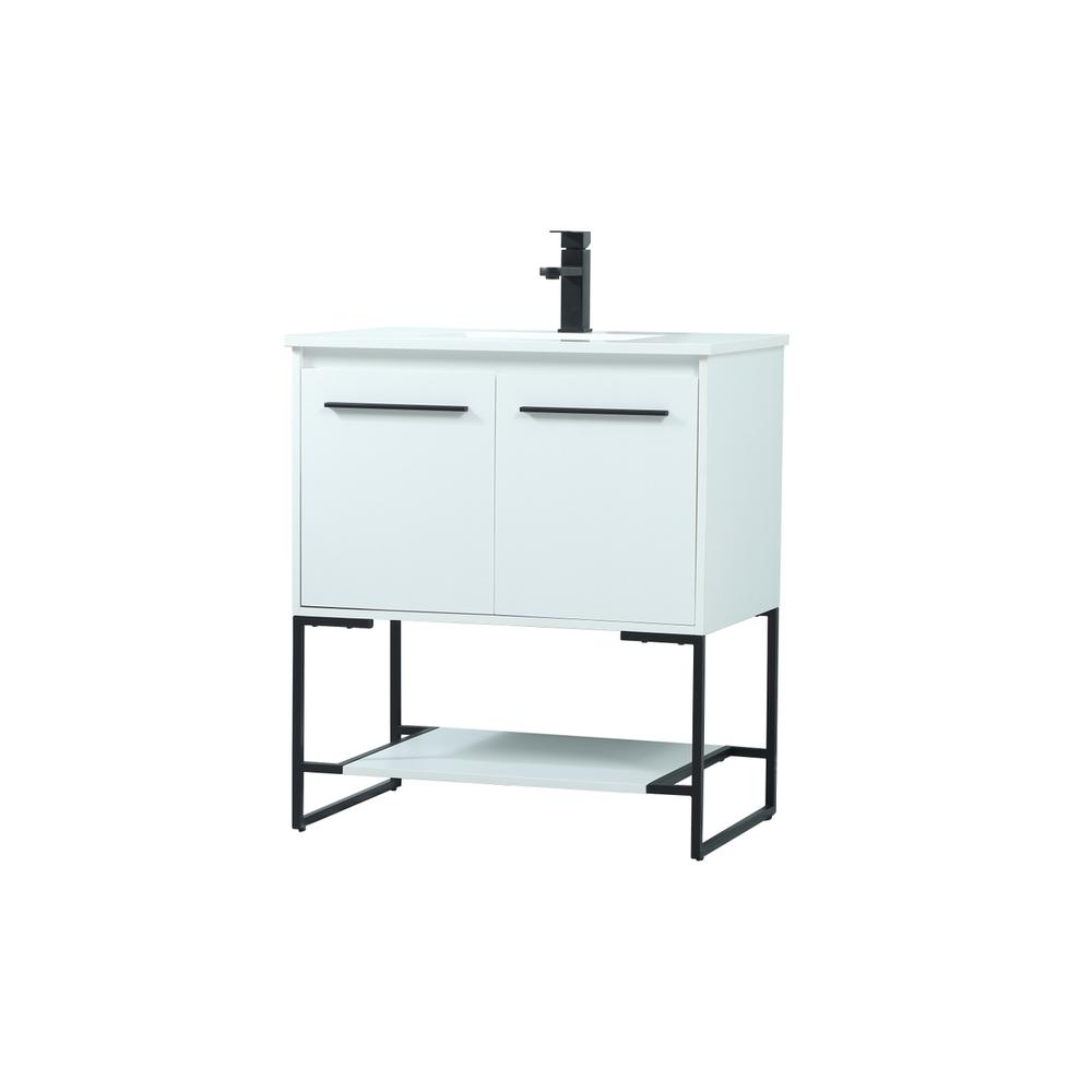 30 Inch Single Bathroom Vanity In White. Picture 7