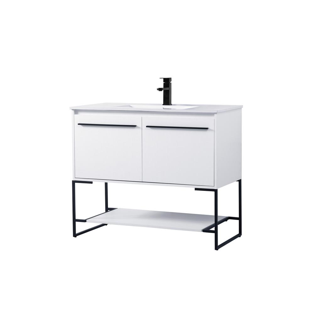 40 Inch  Single Bathroom Vanity In White. Picture 7