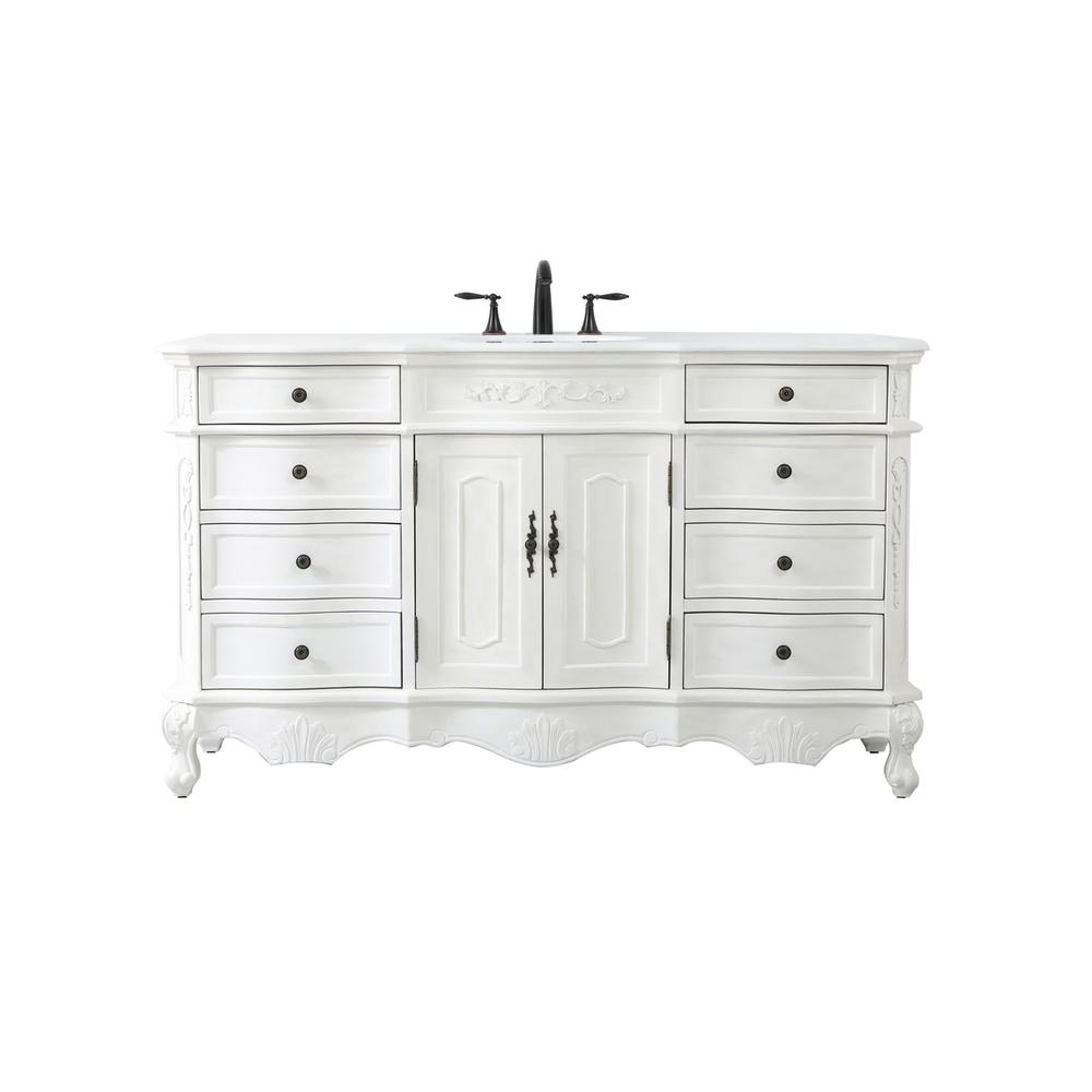 60 Inch Single Bathroom Vanity In Antique White. Picture 1