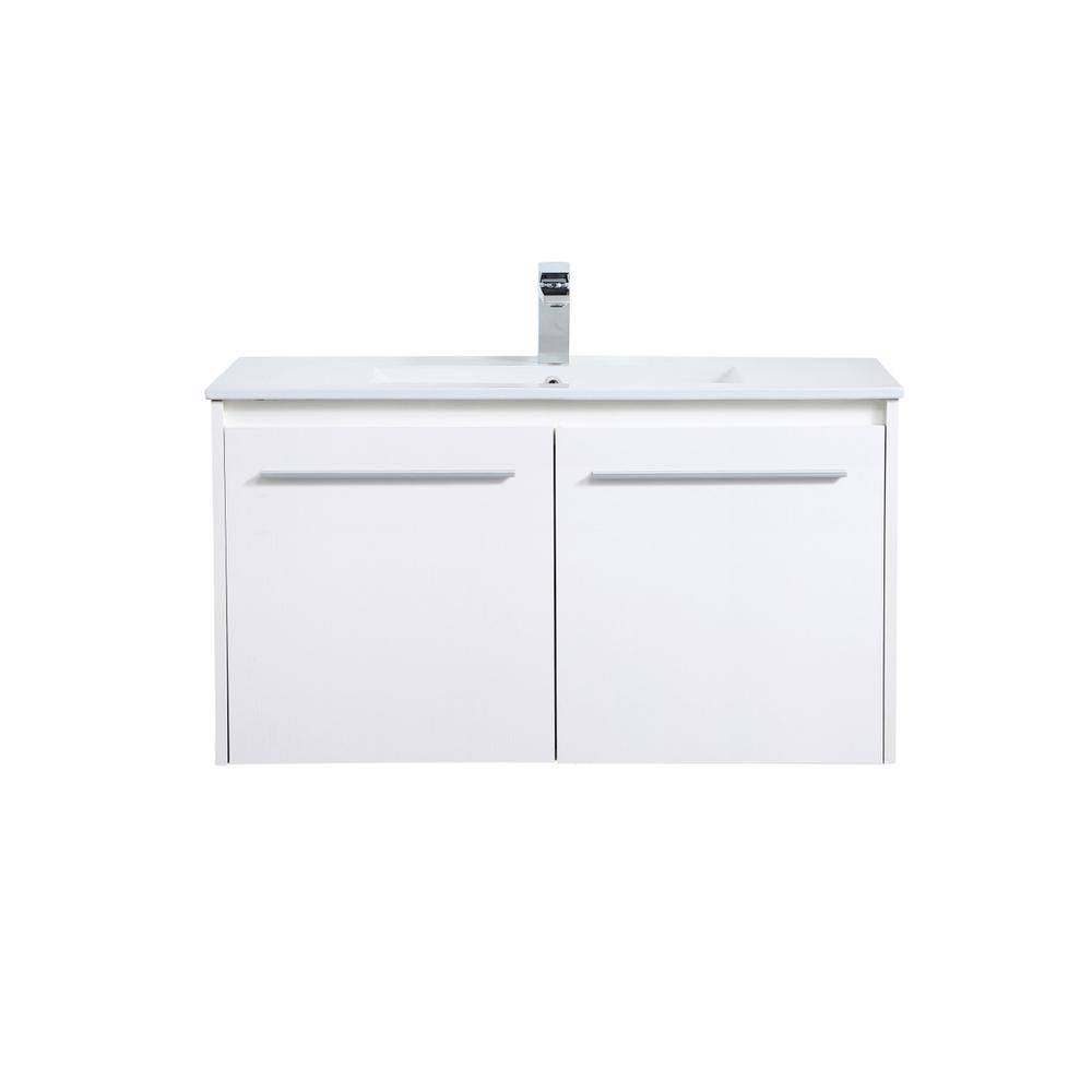 36 Inch  Single Bathroom Floating Vanity In White. Picture 1