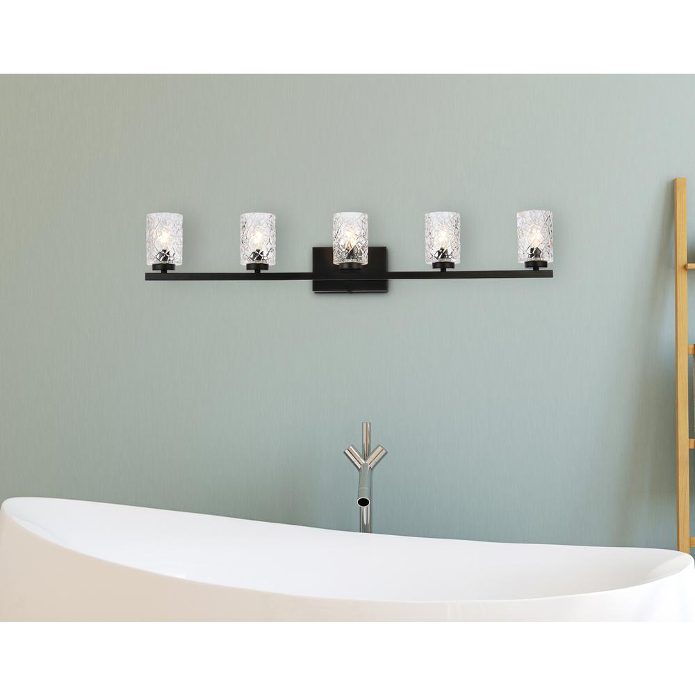 Cassie 5 Lights Bath Sconce In Black With Clear Shade. Picture 6