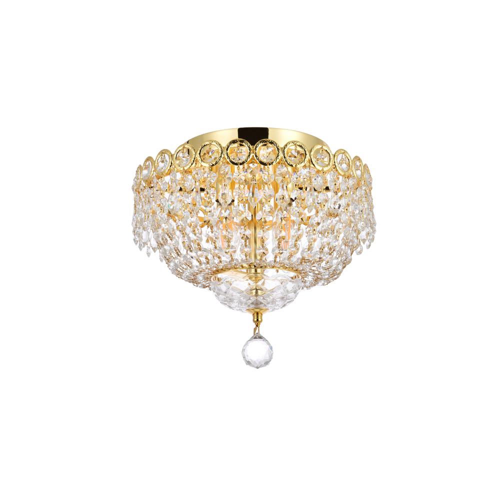 Century 4 Light Gold Flush Mount Clear Royal Cut Crystal. Picture 6