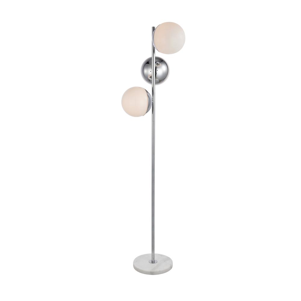 Eclipse 3 Lights Chrome Floor Lamp With Frosted White Glass. Picture 2