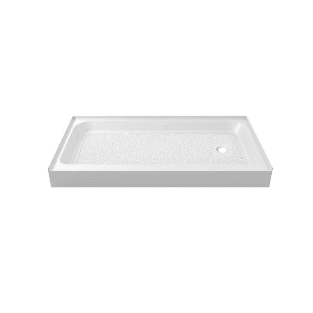 60X36 Inch Single Threshold Shower Tray Right Drain In Glossy White. Picture 7