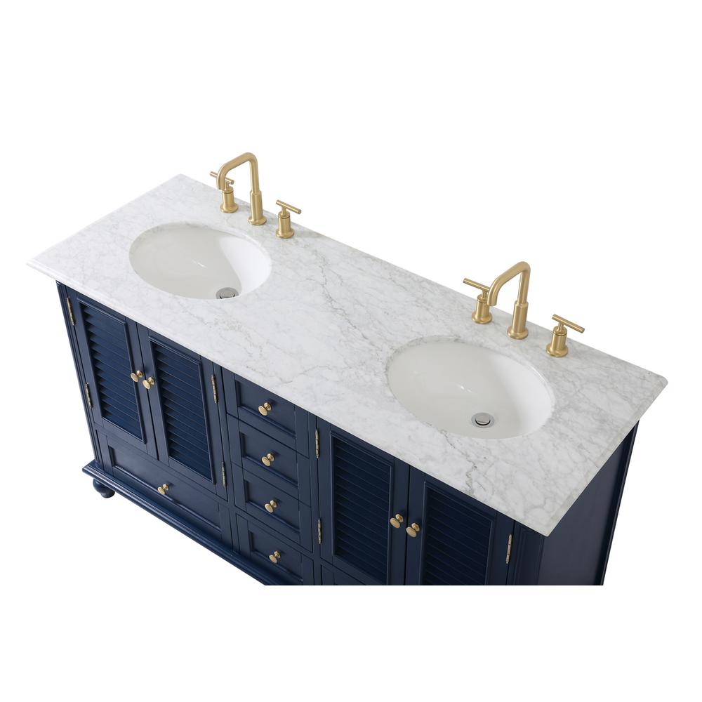 60 Inch Double Bathroom Vanity In Blue. Picture 10