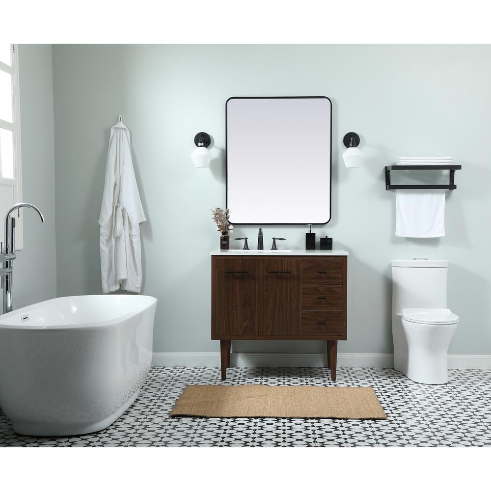 36 Inch Single Bathroom Vanity In Walnut. Picture 4
