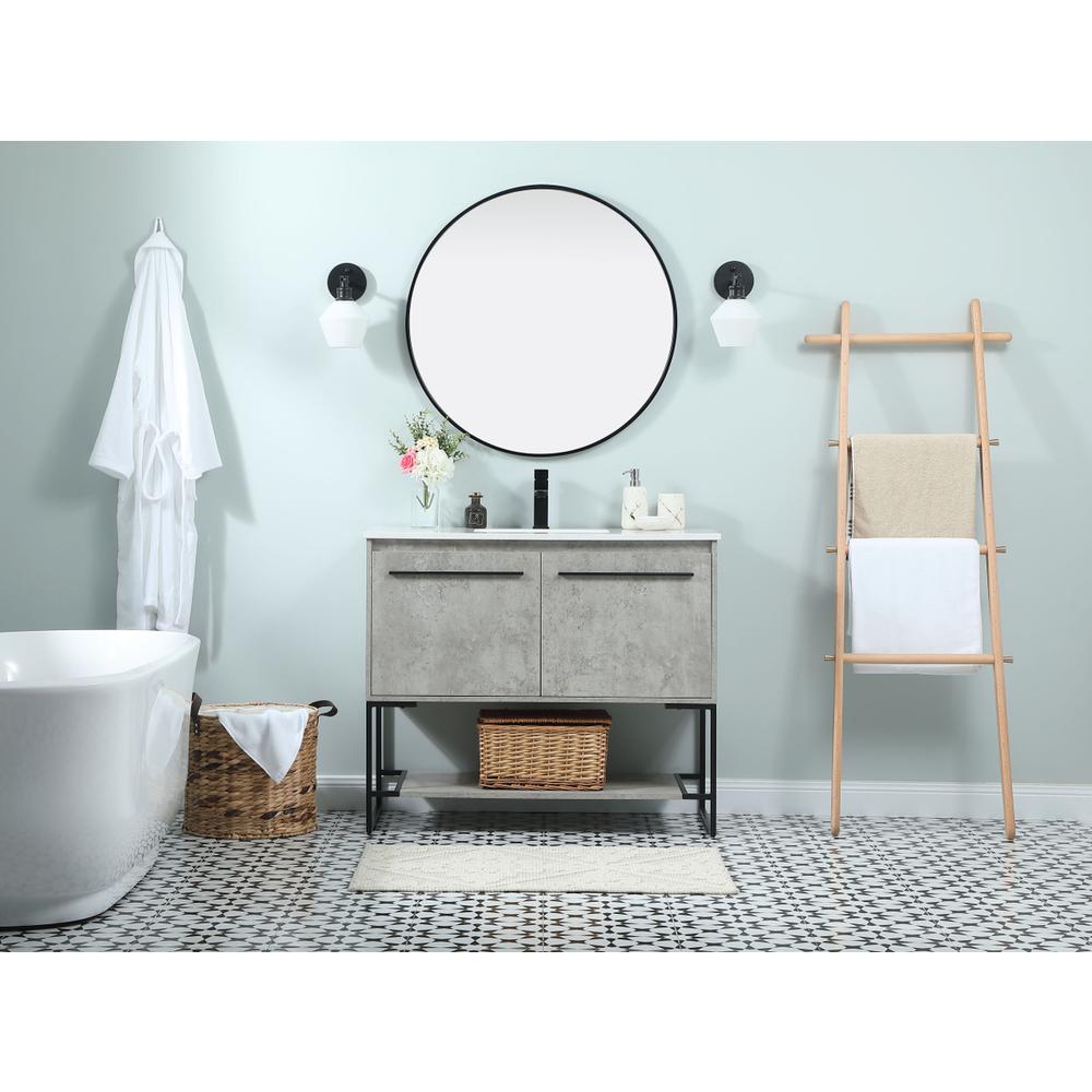 40 Inch Single Bathroom Vanity In Concrete Grey. Picture 4