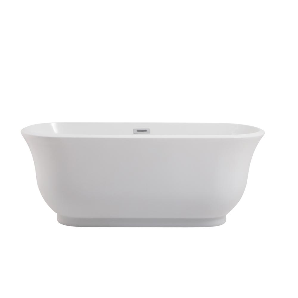 59 Inch Soaking Bathtub In Glossy White. Picture 1