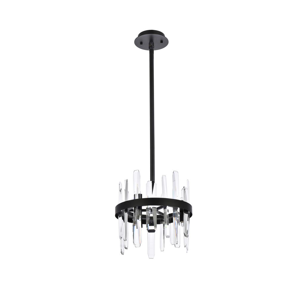 Serena 12 Inch Crystal Round Pendant In Black. Picture 6