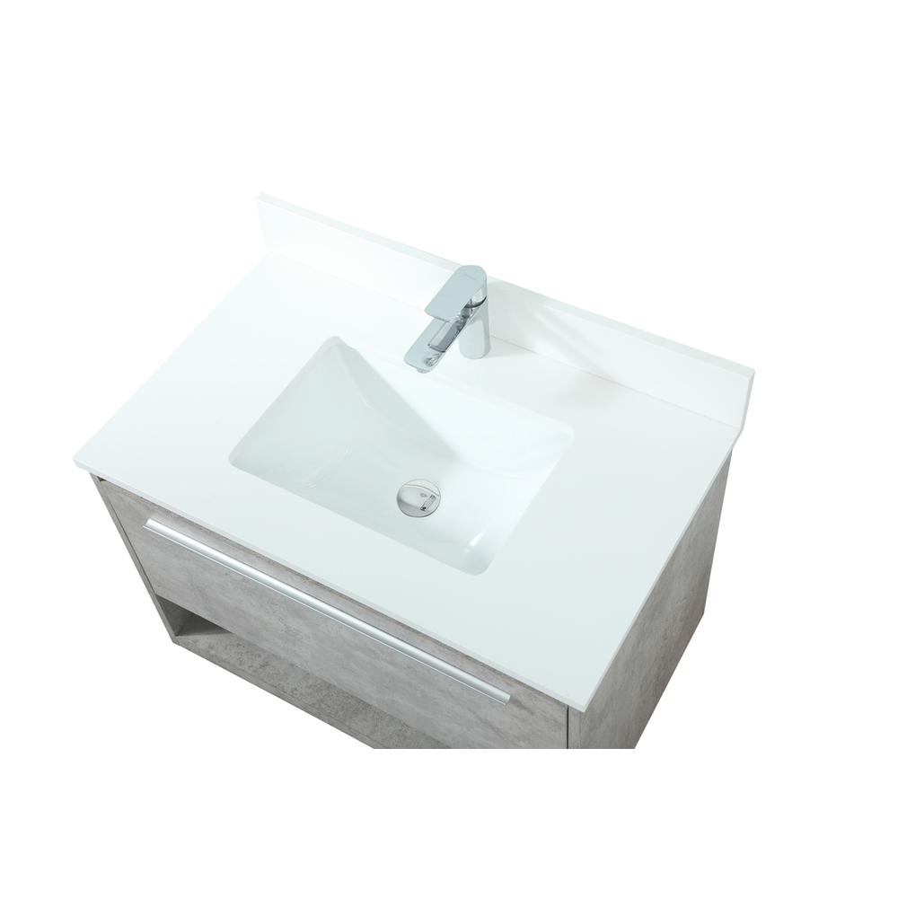 30 Inch Single Bathroom Vanity In Concrete Grey With Backsplash. Picture 10