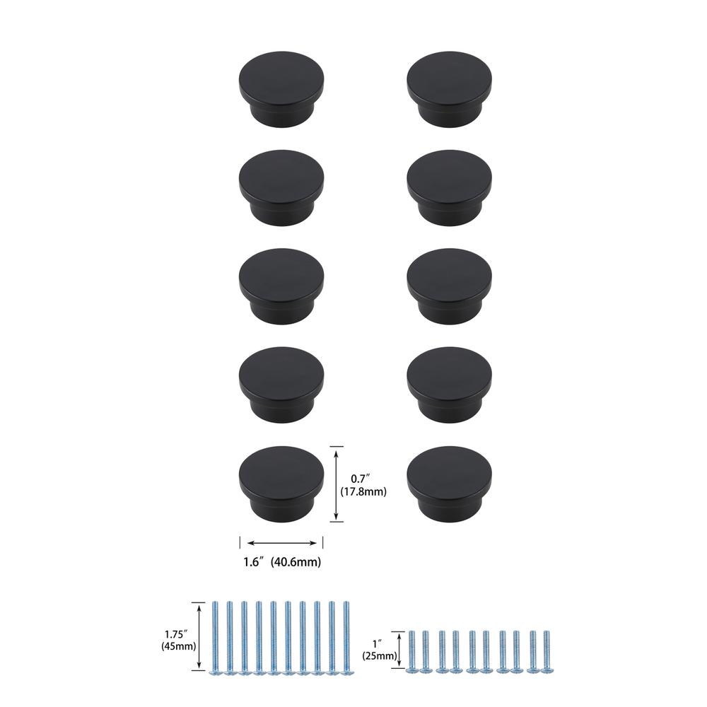 Trovon 1.6" Diameter Matte Black Oversize Round Knob Multipack (Set Of 10). Picture 5