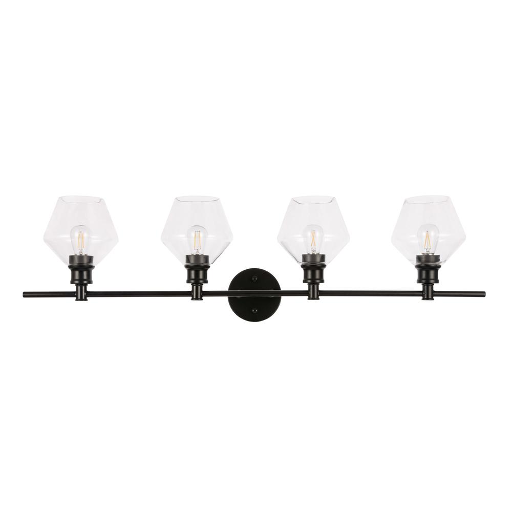 Gene 4 Light Black And Clear Glass Wall Sconce. Picture 2