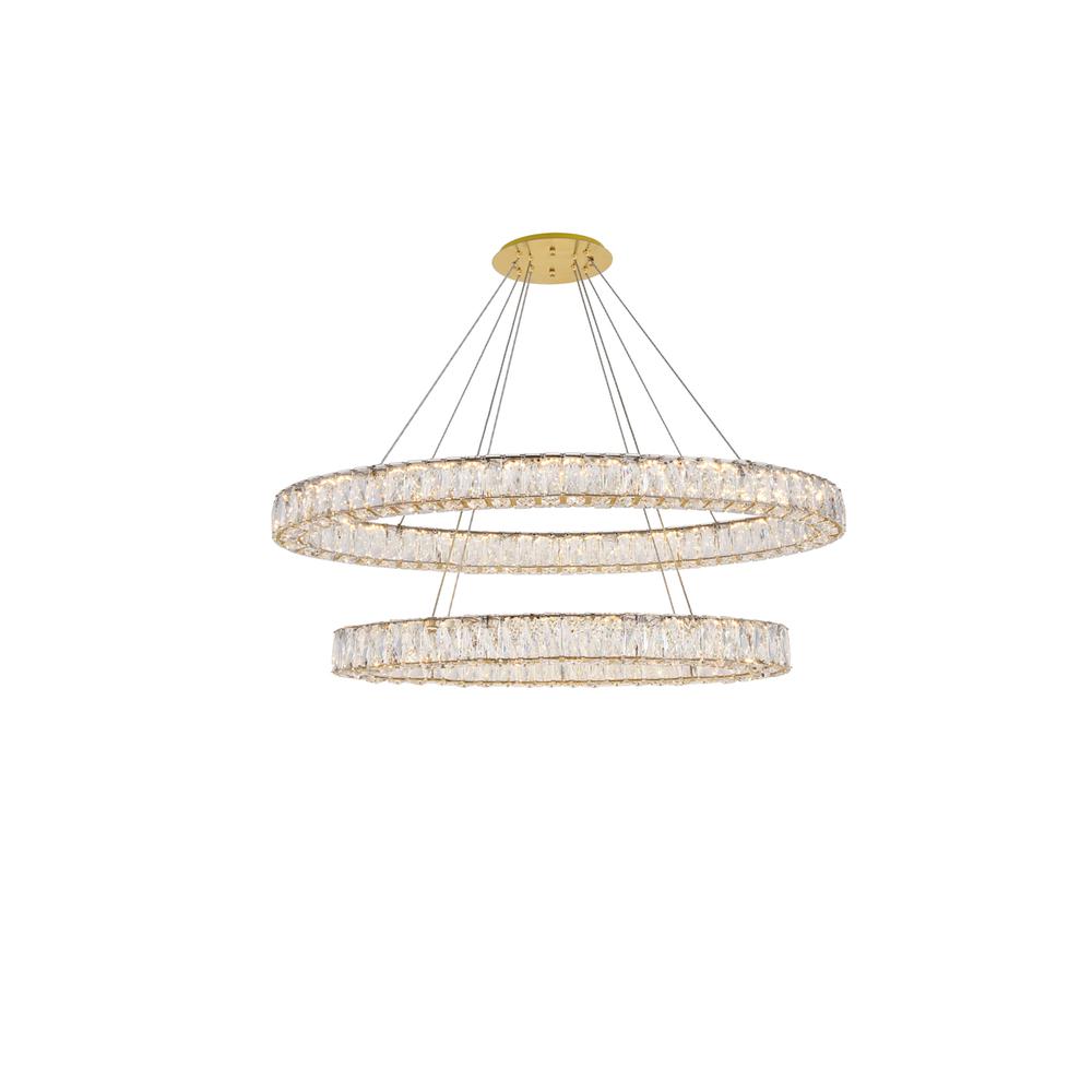 Monroe Integrated Led Light Gold Chandelier Clear Royal Cut Crystal. Picture 1