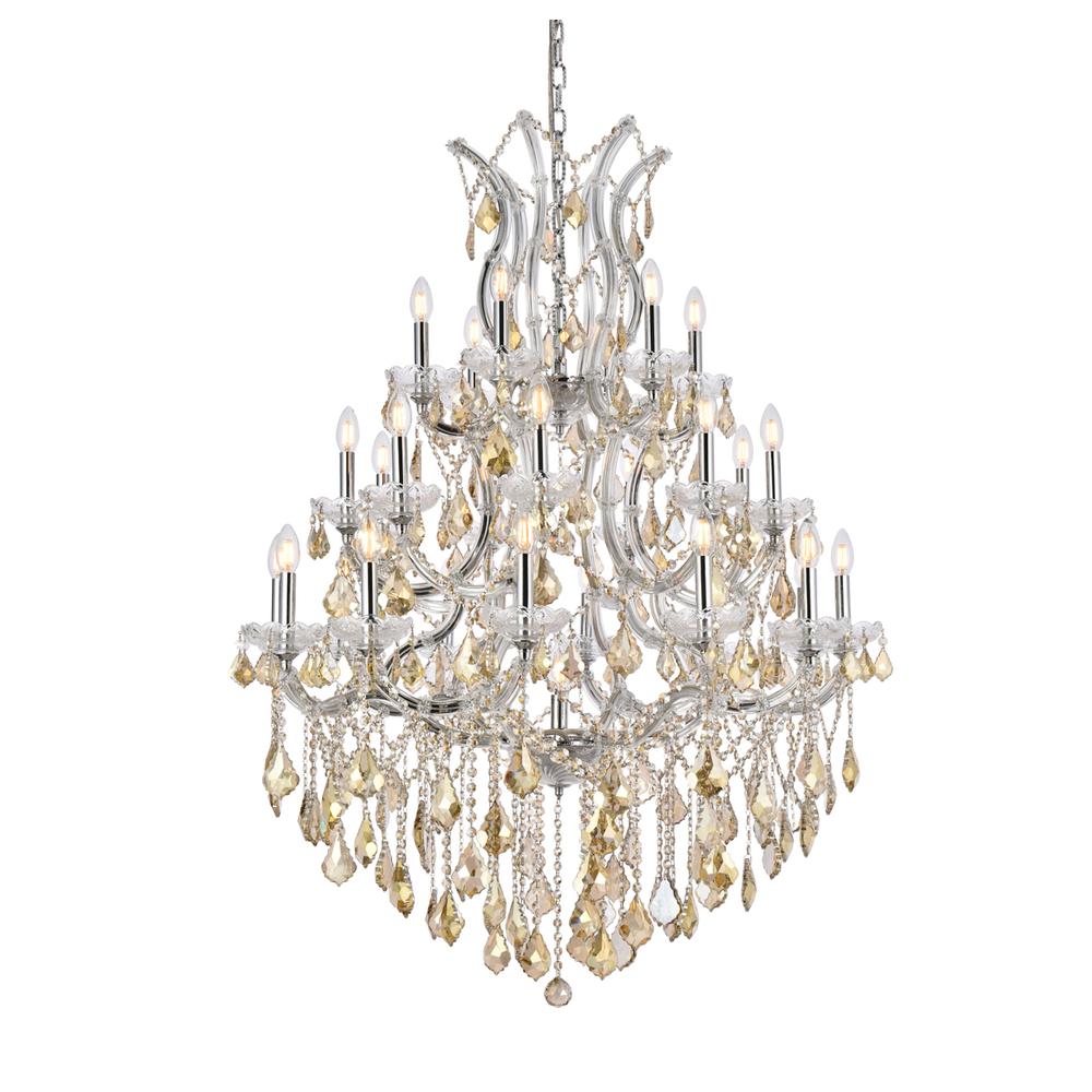 Maria Theresa 28 Light Chrome Chandelier Golden Teak (Smoky) Royal Cut Crystal. Picture 2