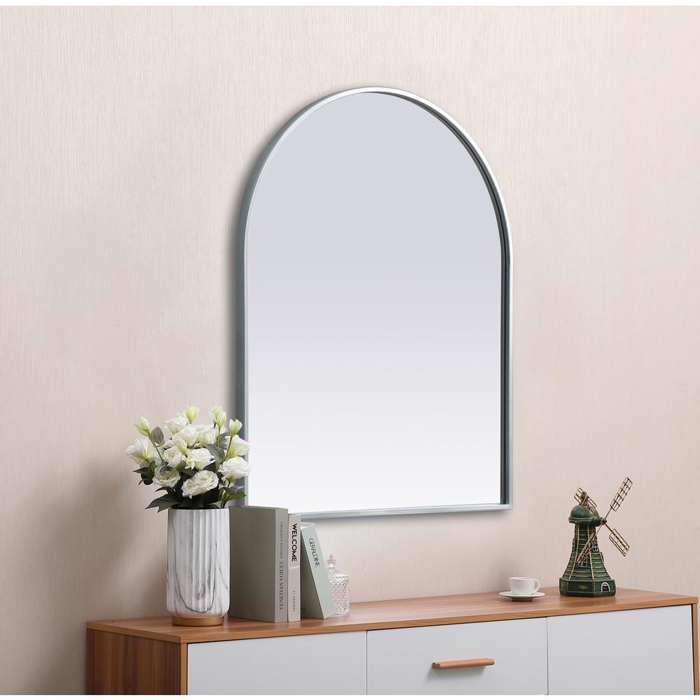 Metal Frame Arch Mirror 24X30 Inch In Silver. Picture 4