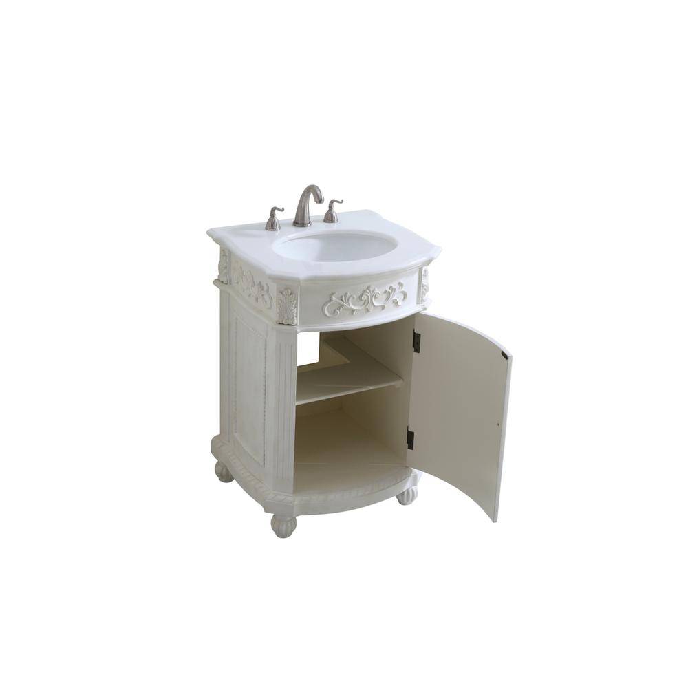 24 Inch Single Bathroom Vanity In Antique White. Picture 4