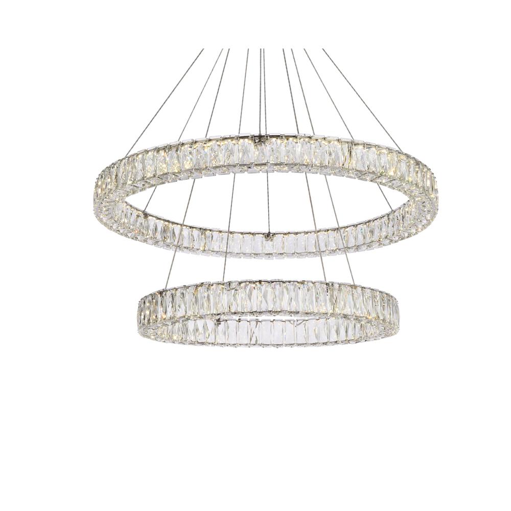 Monroe 36 Inch Led Double Ring Chandelier In Chrome. Picture 2