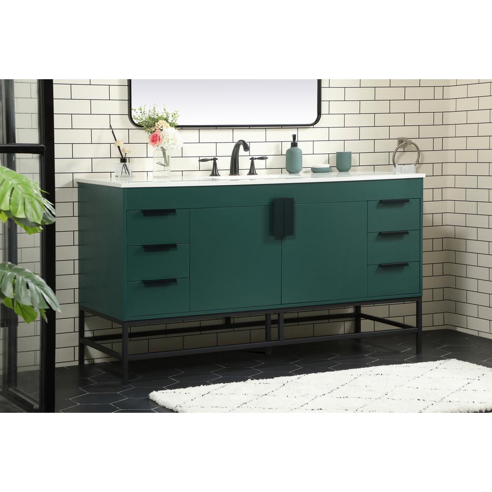 60 Inch Single Bathroom Vanity In Green. Picture 2