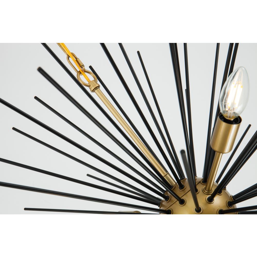 Timber 8 Light Brass And Black Pendant. Picture 11
