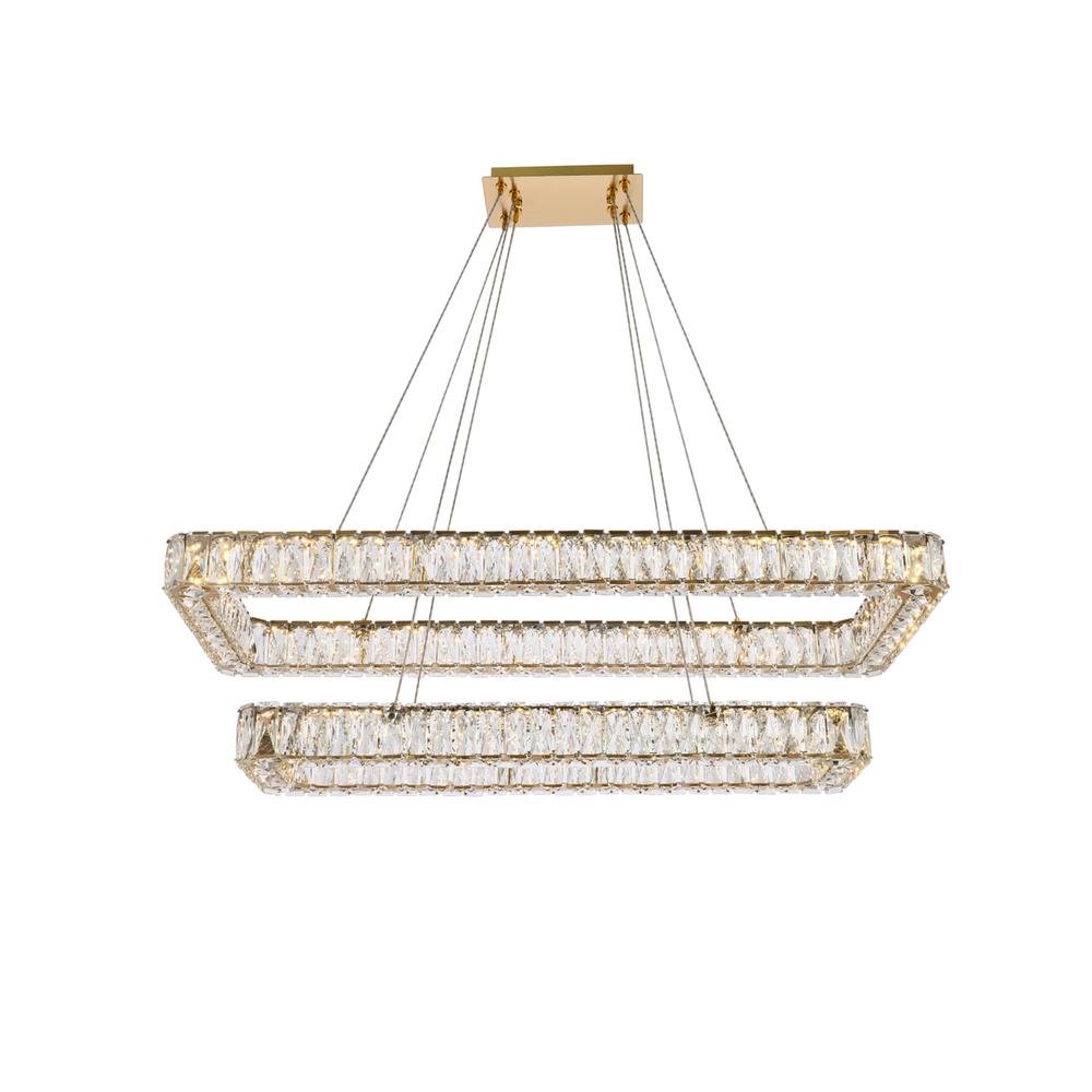Monroe 42 Inch Led Double Rectangle Pendant In Gold. Picture 1