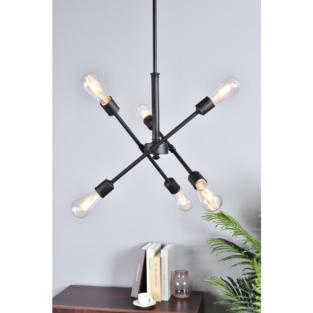 Axel 6 Lights Black Pendant With Hanging Rod. Picture 6