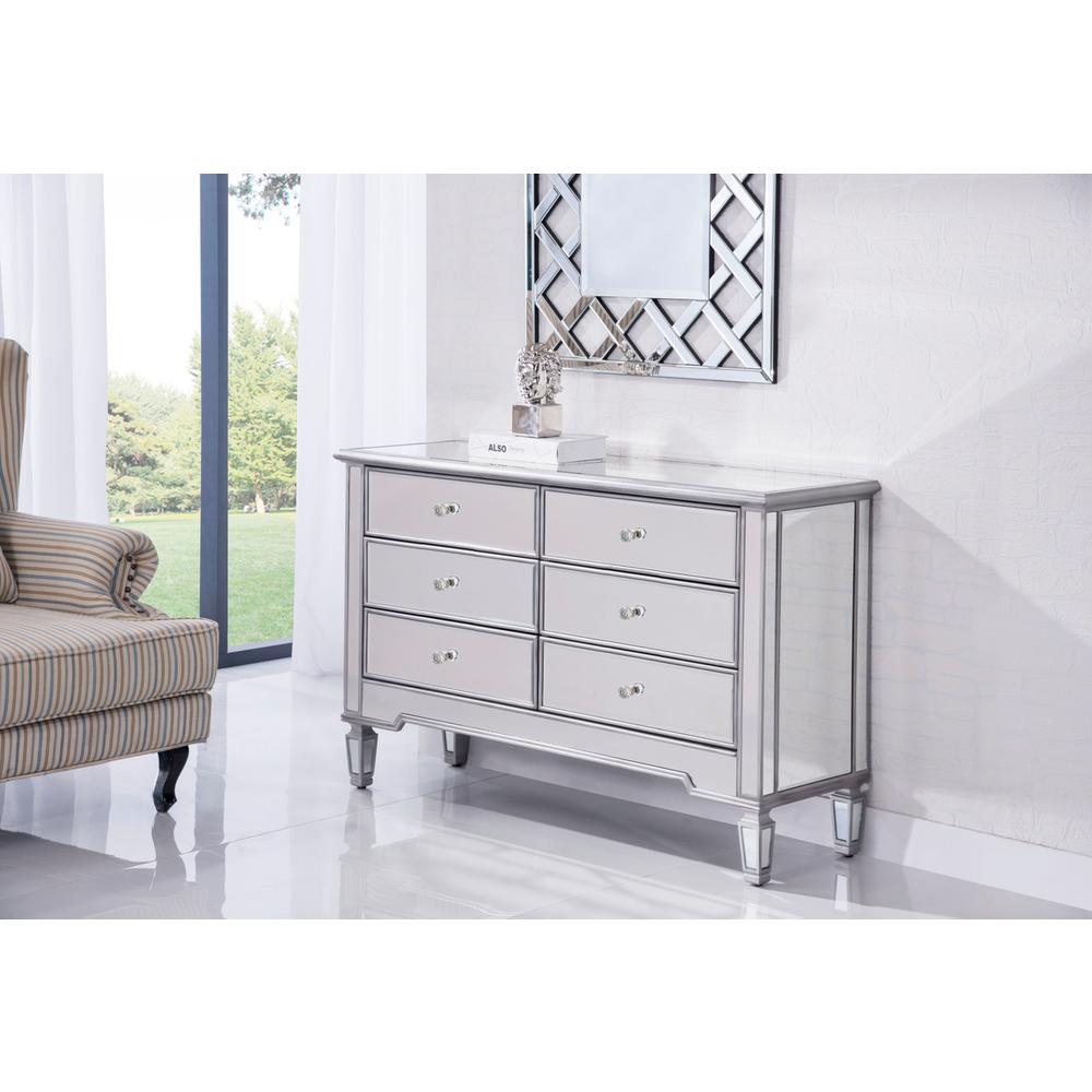 6 Drawer Dresser 48 In. X 18 In. X 32 In. In Silver Paint. Picture 2