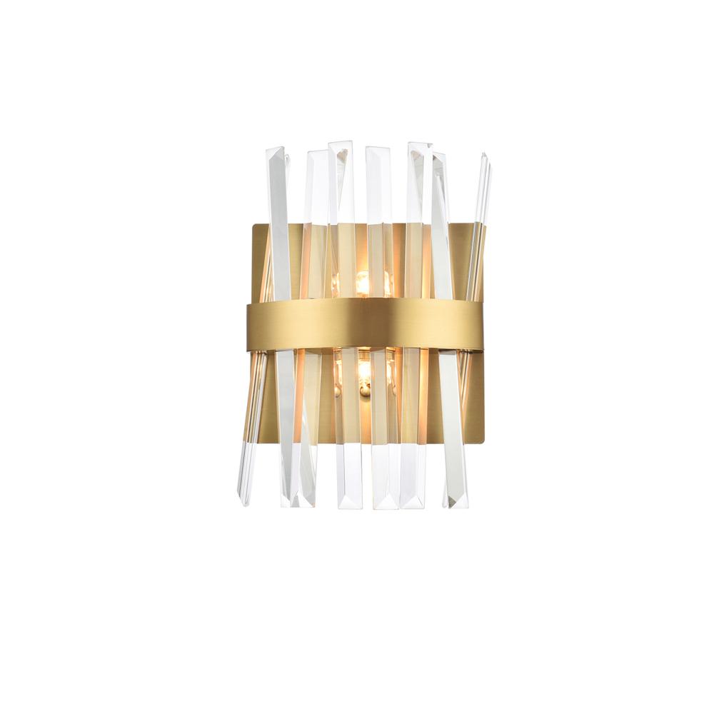 Serephina 8 Inch Crystal Bath Sconce In Satin Gold. Picture 1