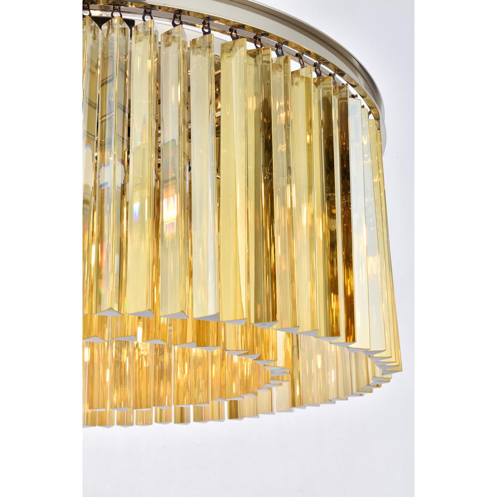 Sydney 8 Light Polished Nickel Chandelier Golden Teak (Smoky) Royal Cut Crystal. Picture 5