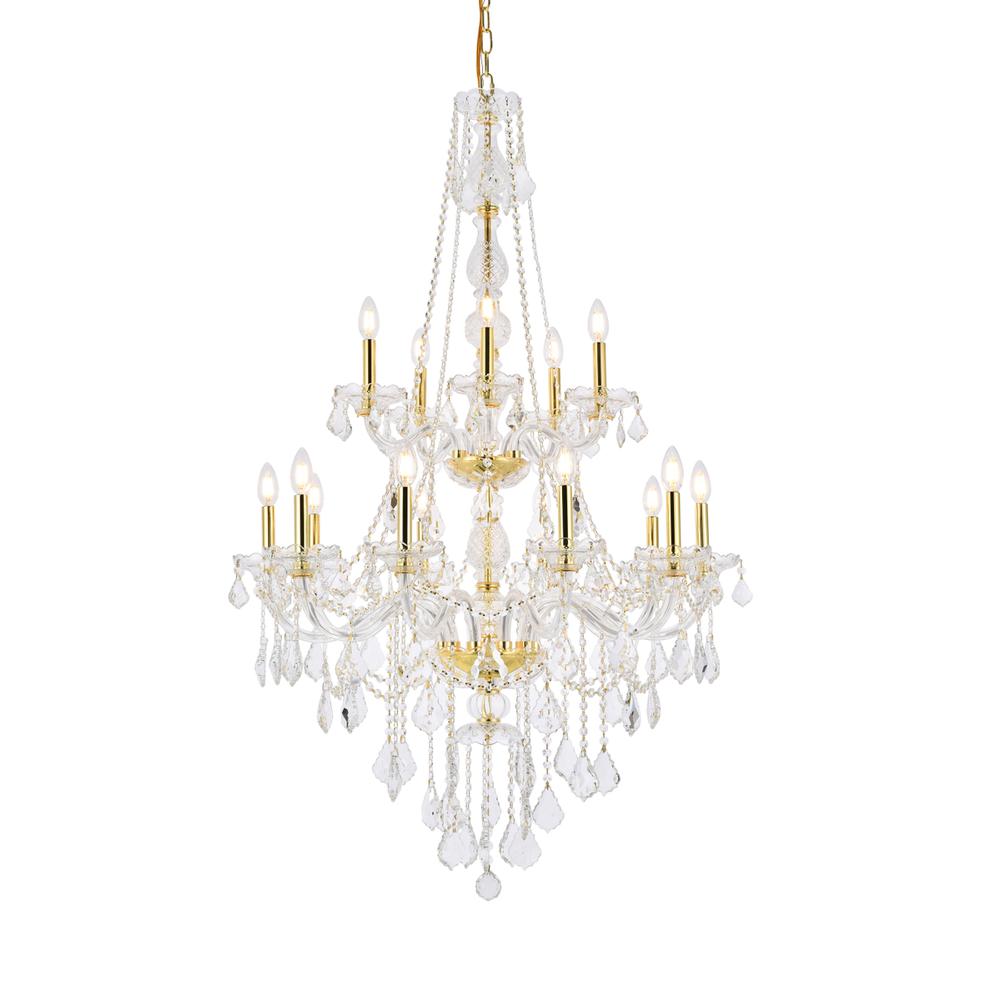 Verona 15 Light Gold Chandelier Clear Royal Cut Crystal. Picture 2