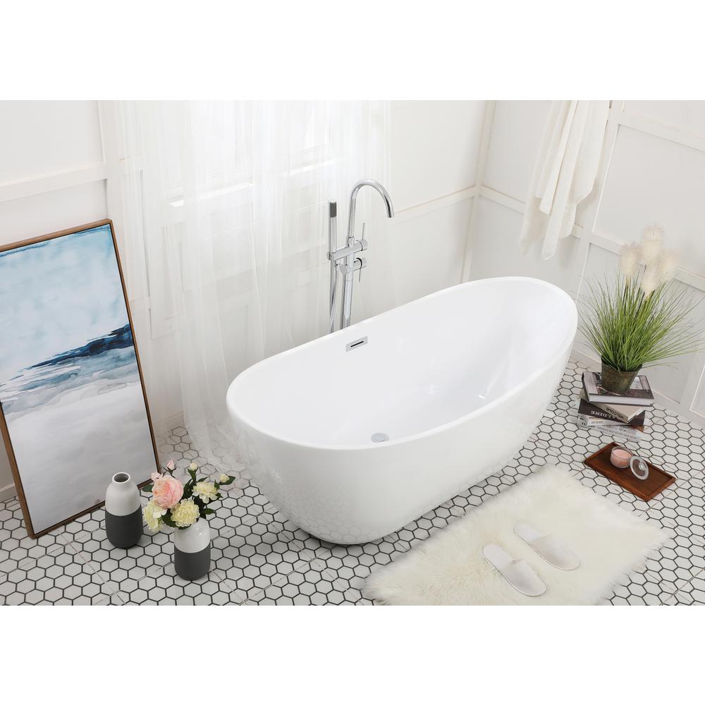 62 Inch Soaking Bathtub In Glossy White. Picture 4