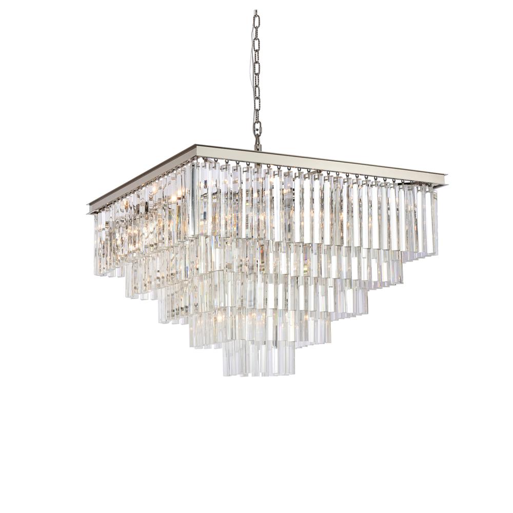 Sydney 34 Inch Square Crystal Chandelier In Polished Nickel. Picture 2