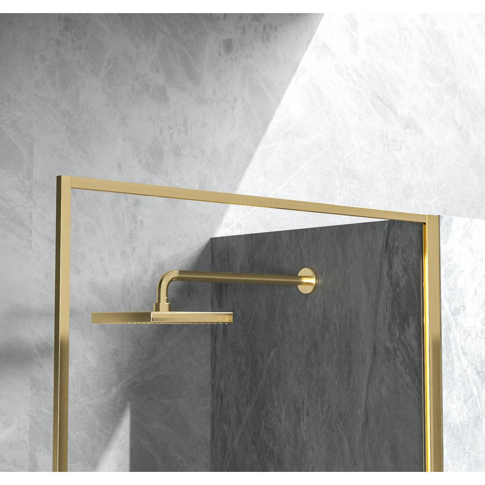 Fixed Framed Shower Door 35 X 76 Brushed Gold. Picture 5