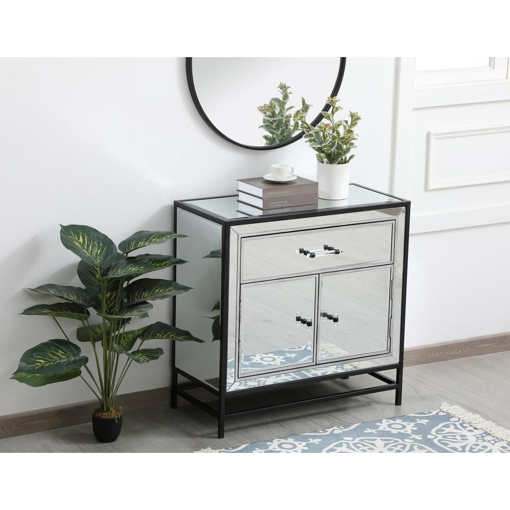 James 28.5 In. Mirrored Cabinet In Black. Picture 3