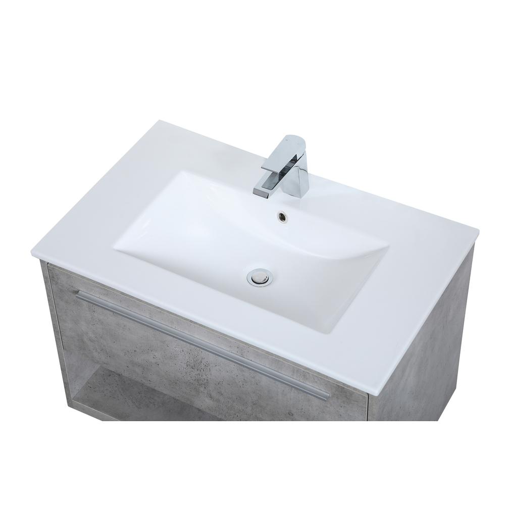 30 Inch  Single Bathroom Floating Vanity In Concrete Grey. Picture 10