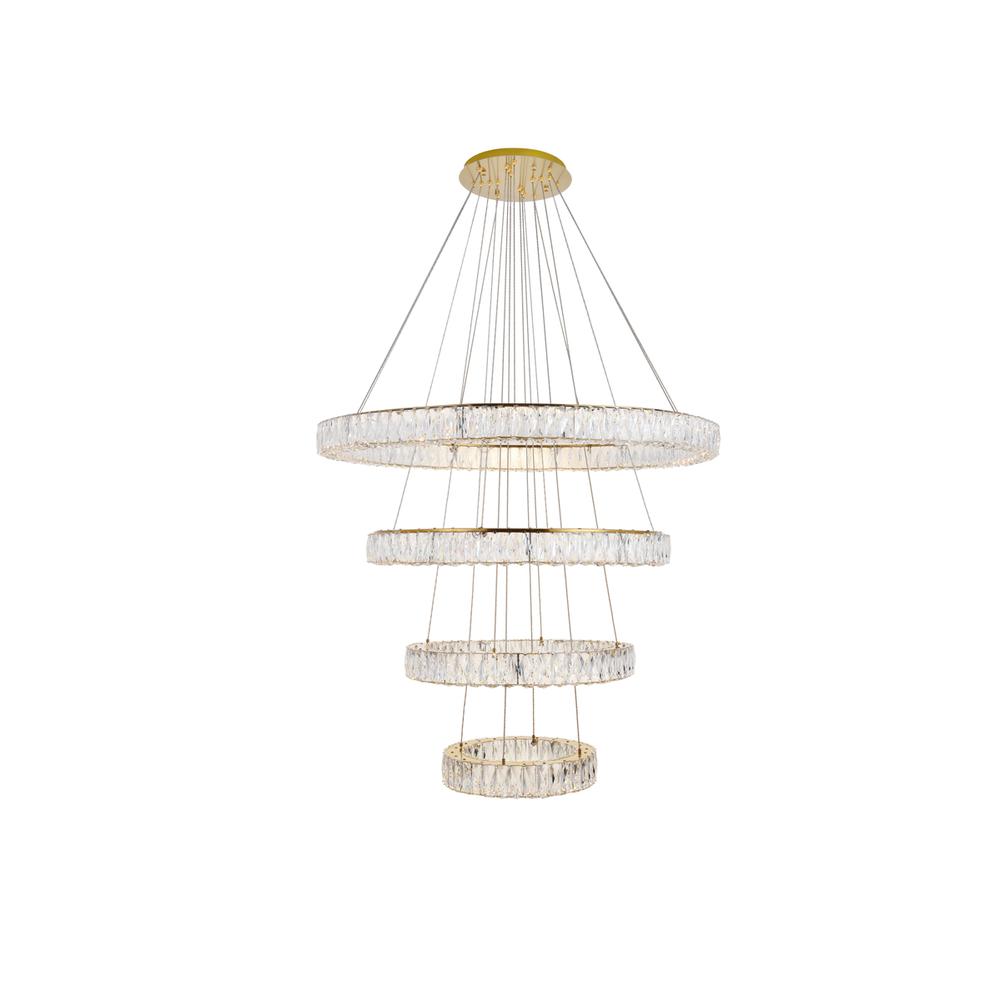 Monroe Integrated Led Chip Light Gold Chandelier Clear Royal Cut Crystal. Picture 2