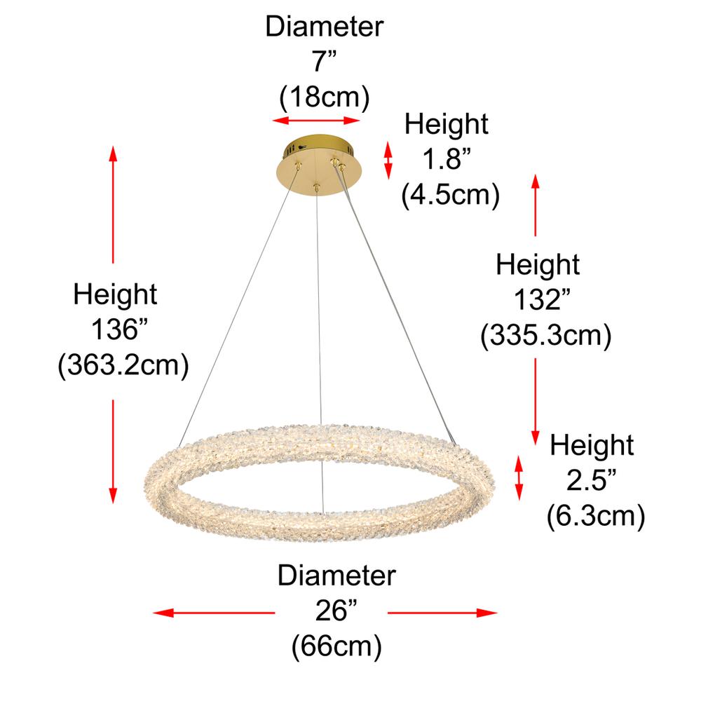 Bowen 26 Inch Adjustable Led Chandelier In Satin Gold. Picture 10