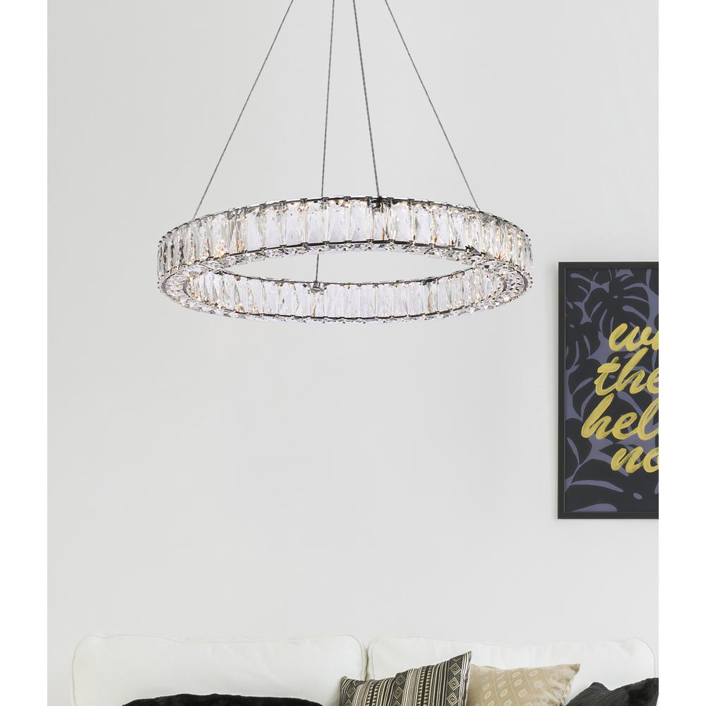 Monroe 26 Inch Led Round Single Pendant In Black. Picture 8