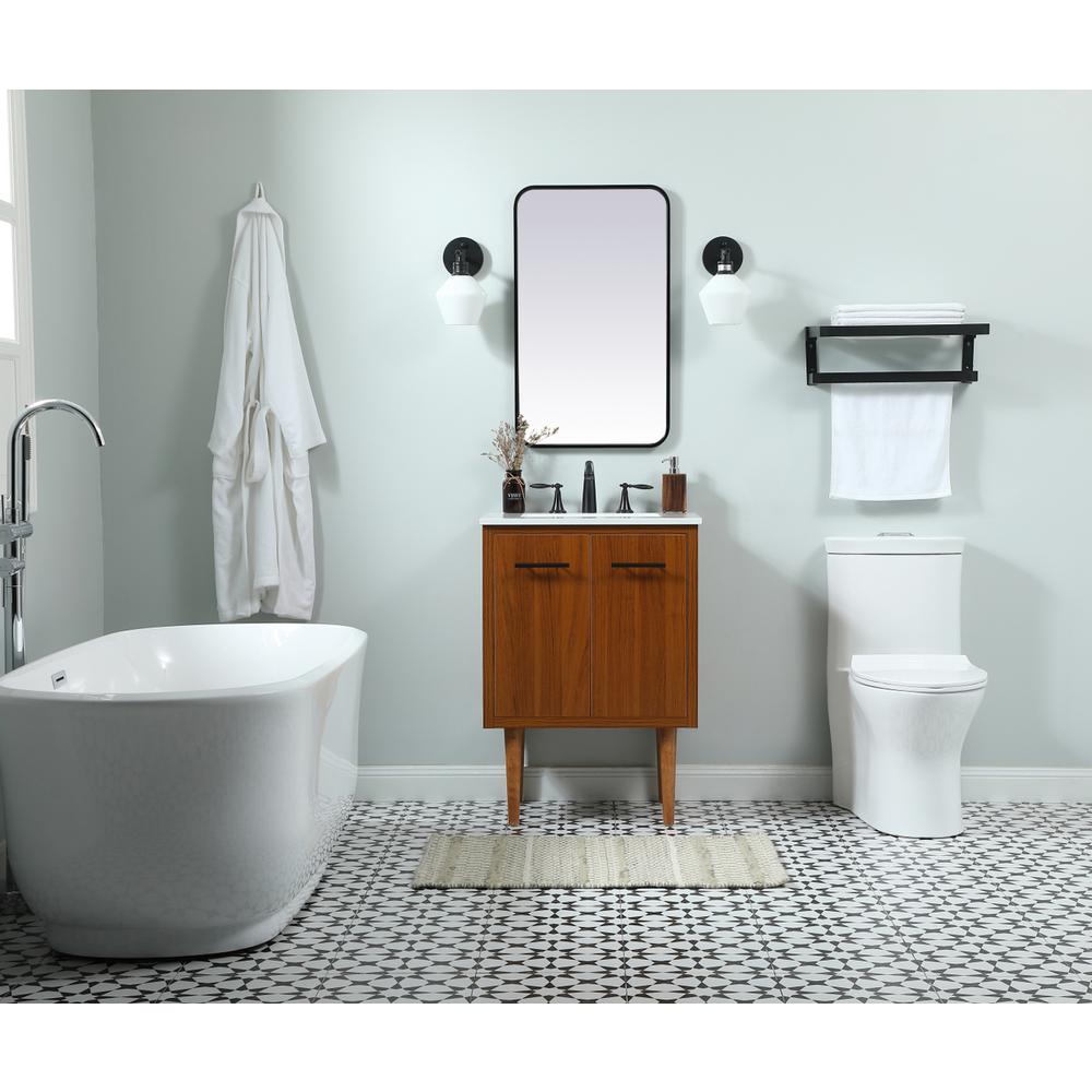 24 Inch Single Bathroom Vanity In Teak. Picture 4