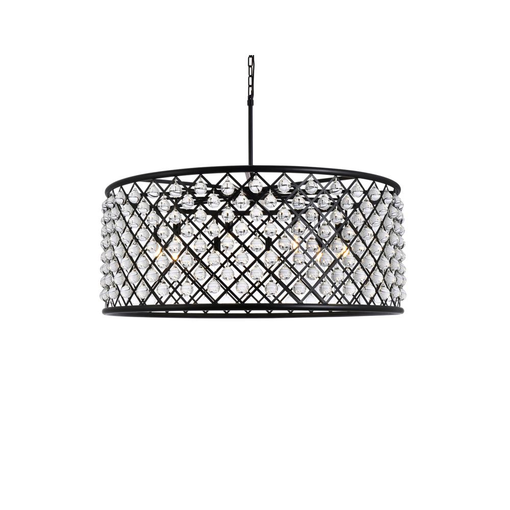 Madison 10 Light Matte Black Chandelier Clear Royal Cut Crystal. Picture 2