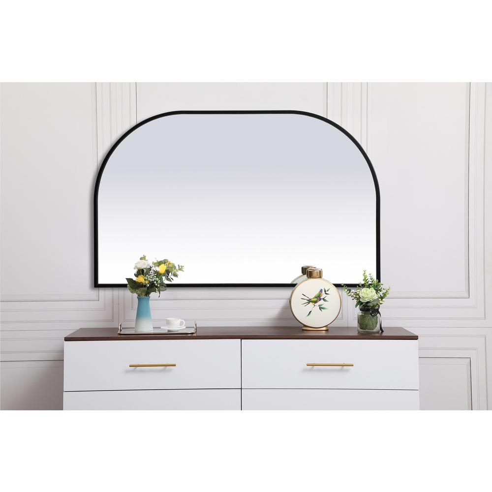 Metal Frame Arch Mirror 39X24 Inch In Black. Picture 9