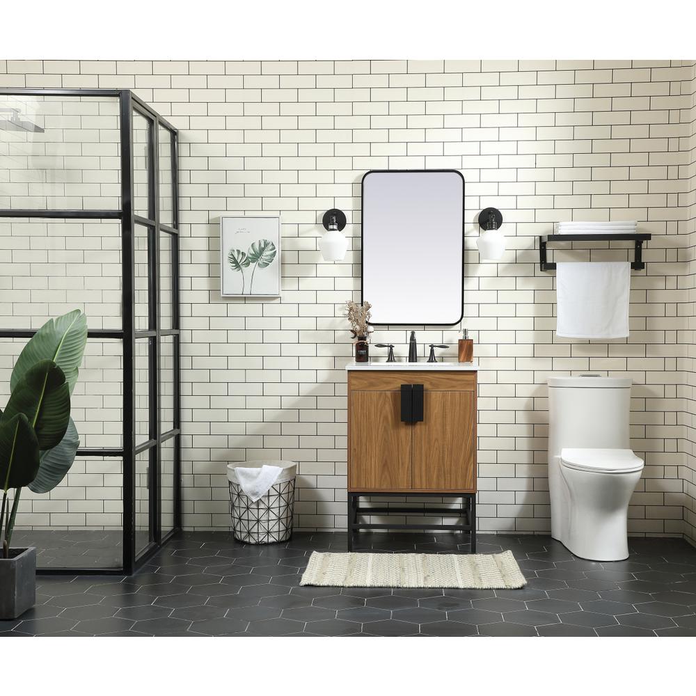 24 Inch Single Bathroom Vanity In Walnut Brown. Picture 4