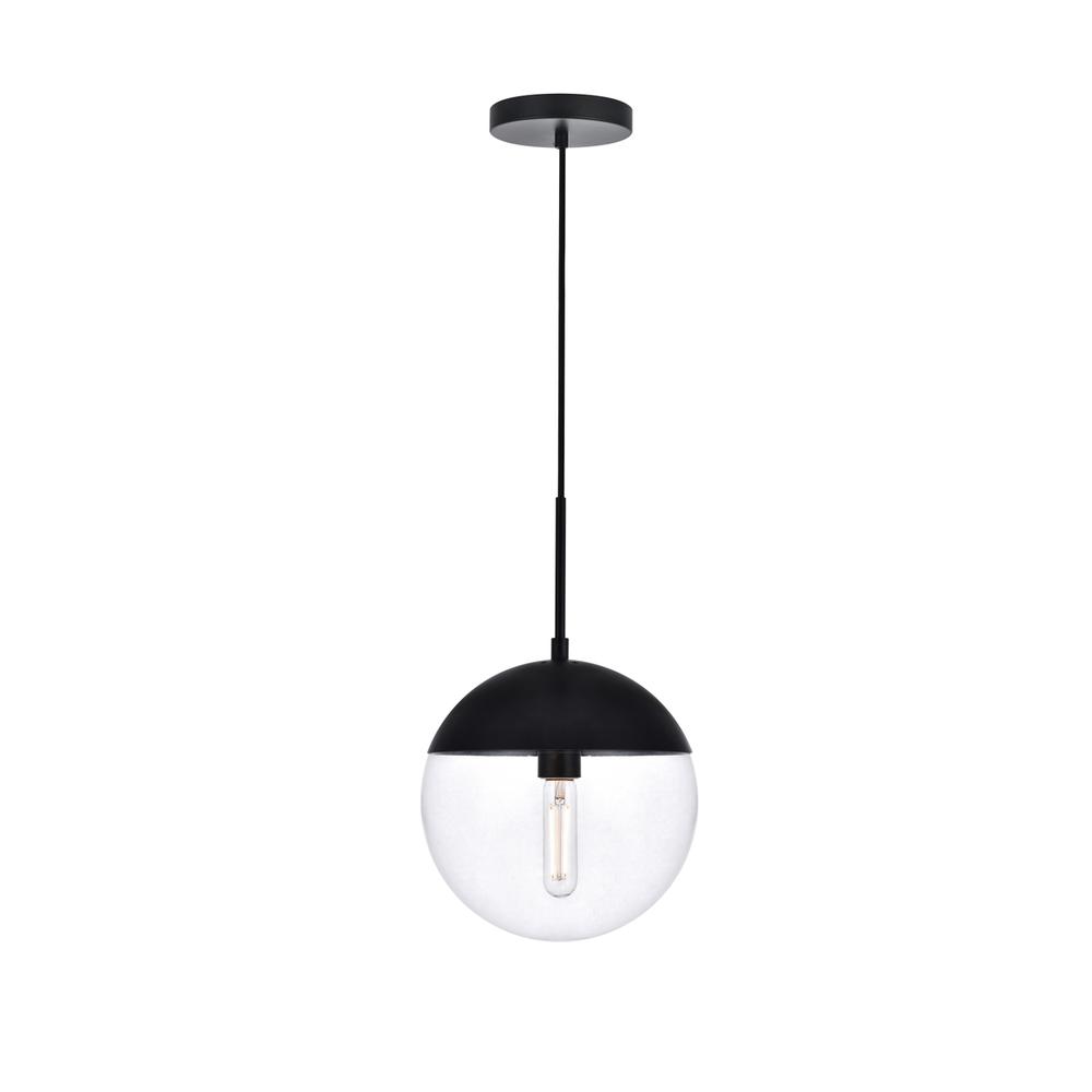 Eclipse 1 Light Black Pendant With Clear Glass. Picture 1