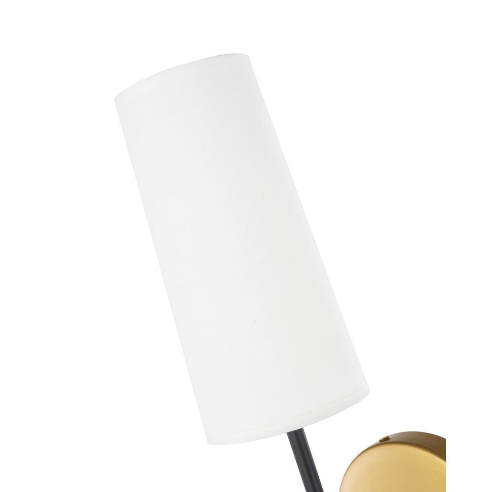 Mel 1 Light Brass And Black And White Shade Wall Sconce. Picture 13