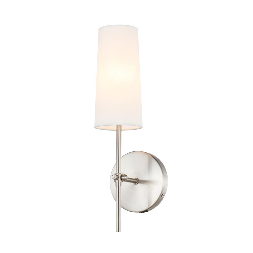 Mel 1 Light Burnished Nickel And White Shade Wall Sconce. Picture 4
