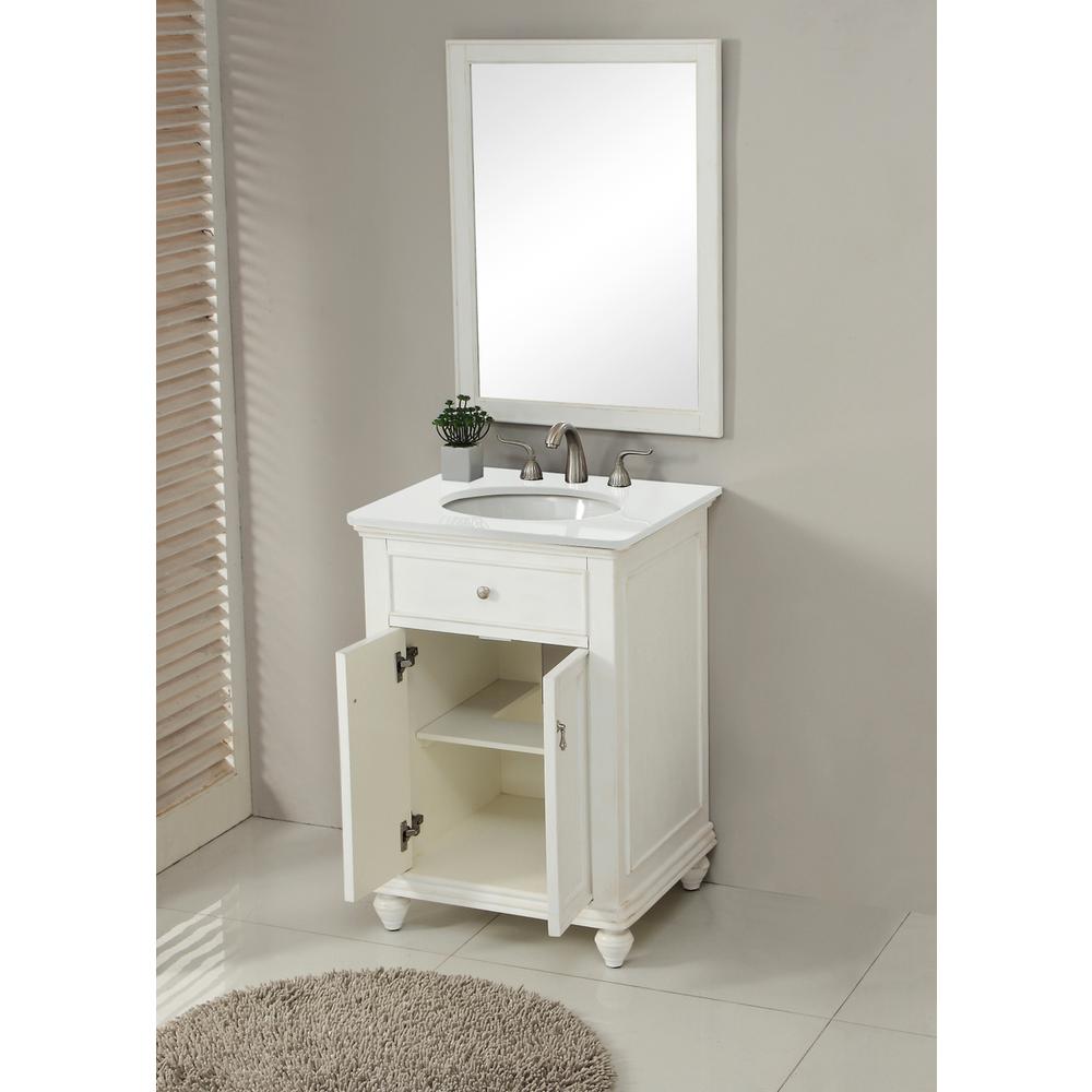 24 Inch Single Bathroom Vanity In Antique White. Picture 8