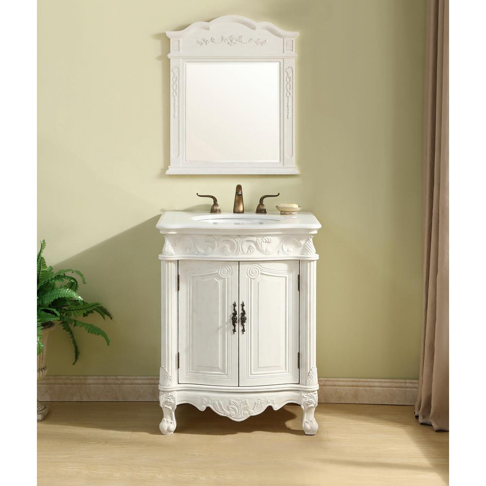 27 Inch Single Bathroom Vanity In Antique White. Picture 9