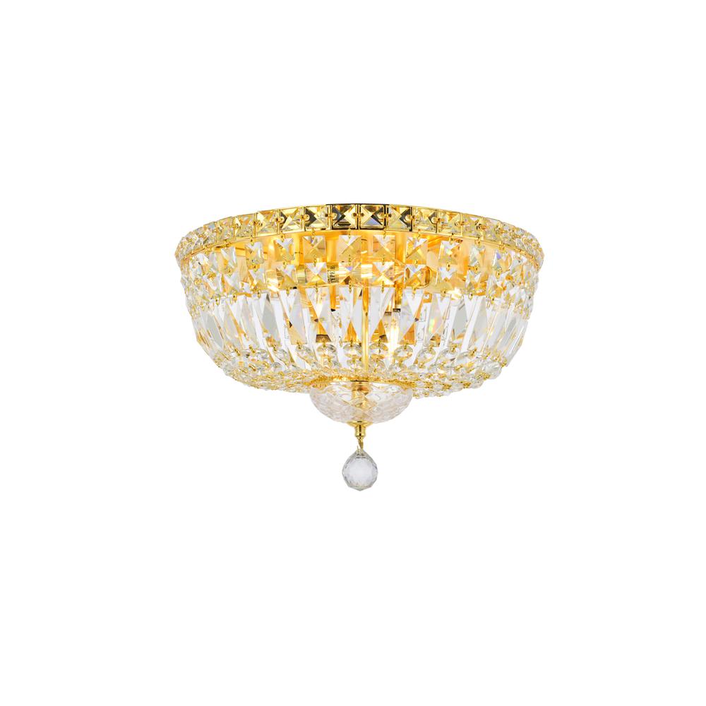 Tranquil 6 Light Gold Flush Mount Clear Royal Cut Crystal. Picture 1
