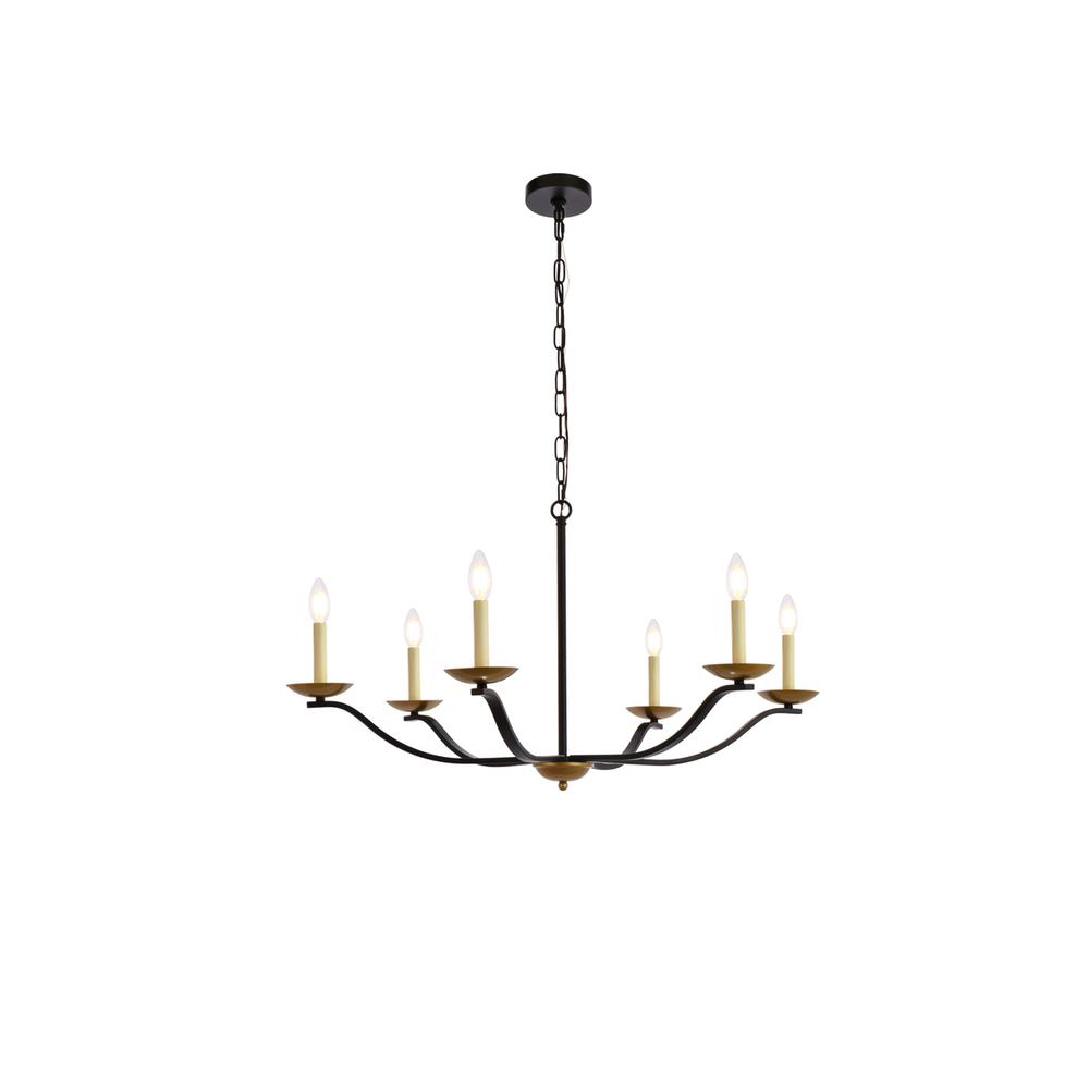 Trey 36 Inch Pendant In Black And Brass. Picture 1